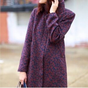 Loft Leopard Pea Coat XS
